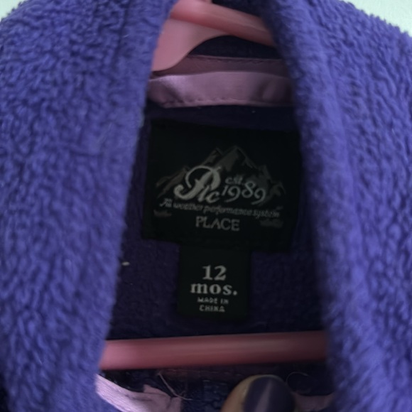 Children’s Place 12 Month Girls Purple Fleece Jacket - Picture 4 of 5